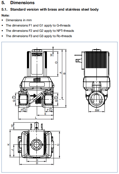 Servo-assisted 2/2-way Diaphragm Valve with Steel Material and Brass Solenoid Valve