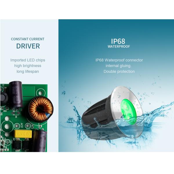 IP68 3W DC24V RGB Ground LED Light EMC Nickel Plated Brass