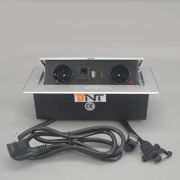 220V EU power aluminium alloy multimedia office table top socket with schuko plug