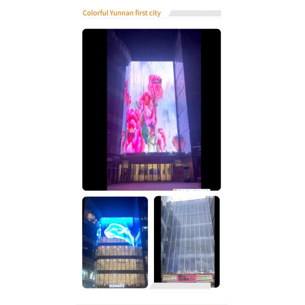 Ceiling Transparent LED Mesh Screen Media Facade P40 P50 P55 P80 P100 Pixel Dot