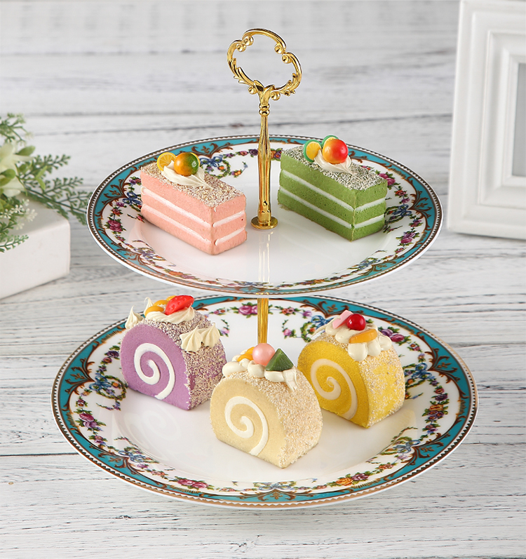 CE Two Tier Cake Stand 20.5cm Porcelain Serving Set