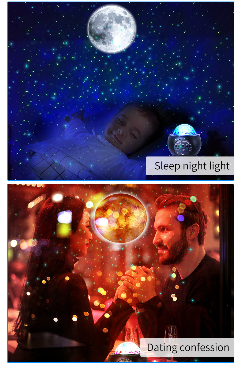 HD 10 Planets Music Projector Lamp Romantic Nebula Starry Bedside Atmosphere Lamp Wireless Speaker With Remote Control