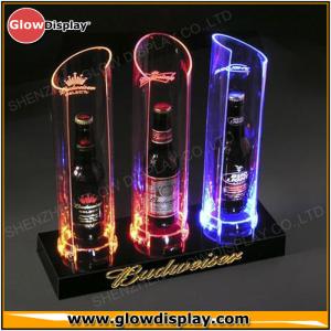 China Customized Acrylic Lighted Liquor Bottle Display Shelf with 3-bottle holder for Bar / Club on sale