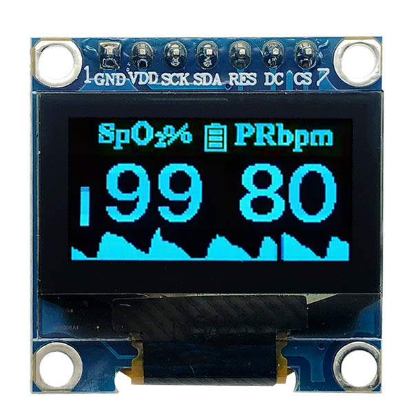 0.96" OLED Display Module 128x64 Pixels | SPI Interface | Blue/White/Yellow Blue | -40°C to 80°C | RoHS