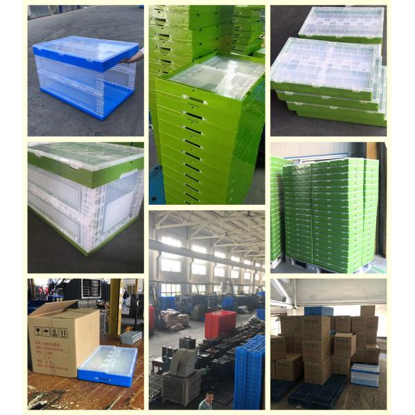 Green 600*400*360mm Foldable Collapsible Plastic Crate Stackable For Storage