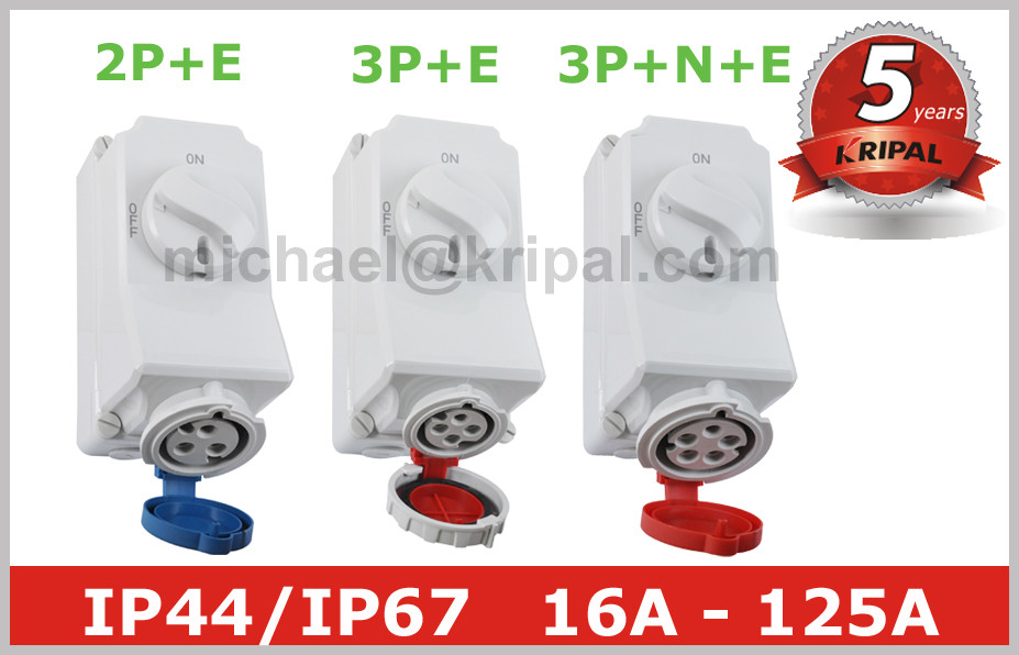 Wholesale Mechanical Interlock Industrial Power Switched Sockets , Single / Three Phase from china suppliers