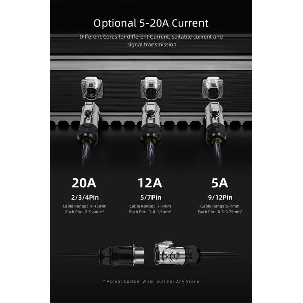 Industrial Circular Connectors Power Signal Square Flange Male Female Socket 5A For Wire Connection