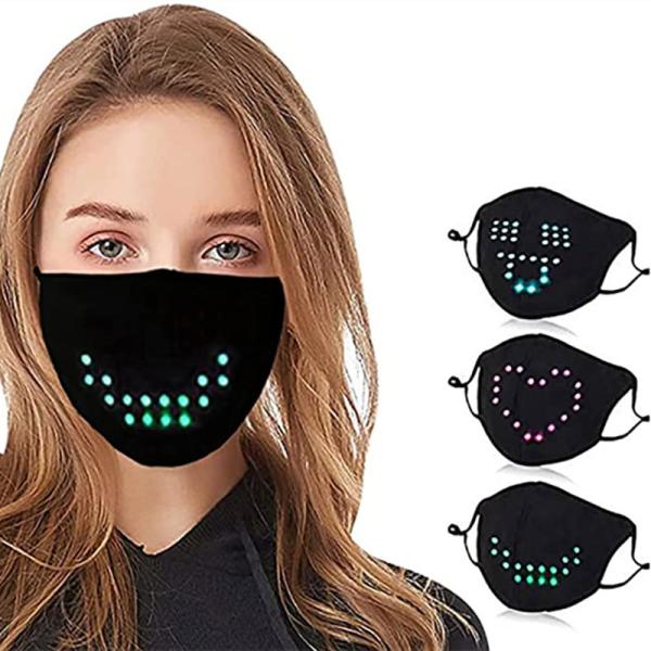 Quality LED Sound Activated Luminous Face Mask Voice Recognition Simple Animation for sale