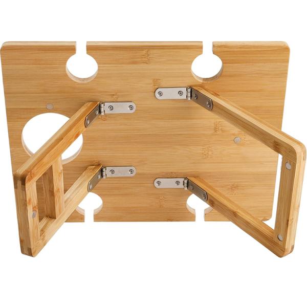 Portable Outdoor Indoor Wooden Bamboo Folding Picnic Tray Table for Snacks and Wine