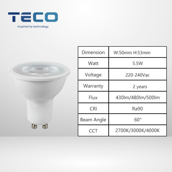 CRI 90 Warm White 5W GU10 LED Bulbs Spotlight 25000 Hours With CE ROHS Certification