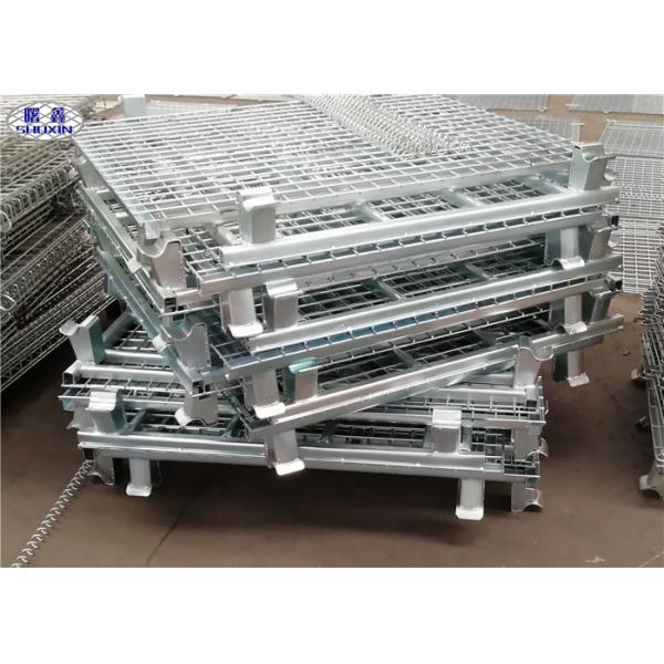 Folding Stackable Industrial Wire Containers Pallet Cage With U Shaped Channel