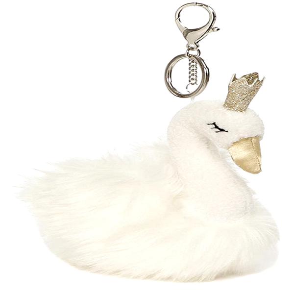 CPSIA Stuffed Swan Princess Flash Key Chain For Girls