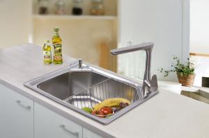 Wholesale Square Polish Silver Stainless Steel Single Bowl Sink With Wood Cutting Board from china suppliers