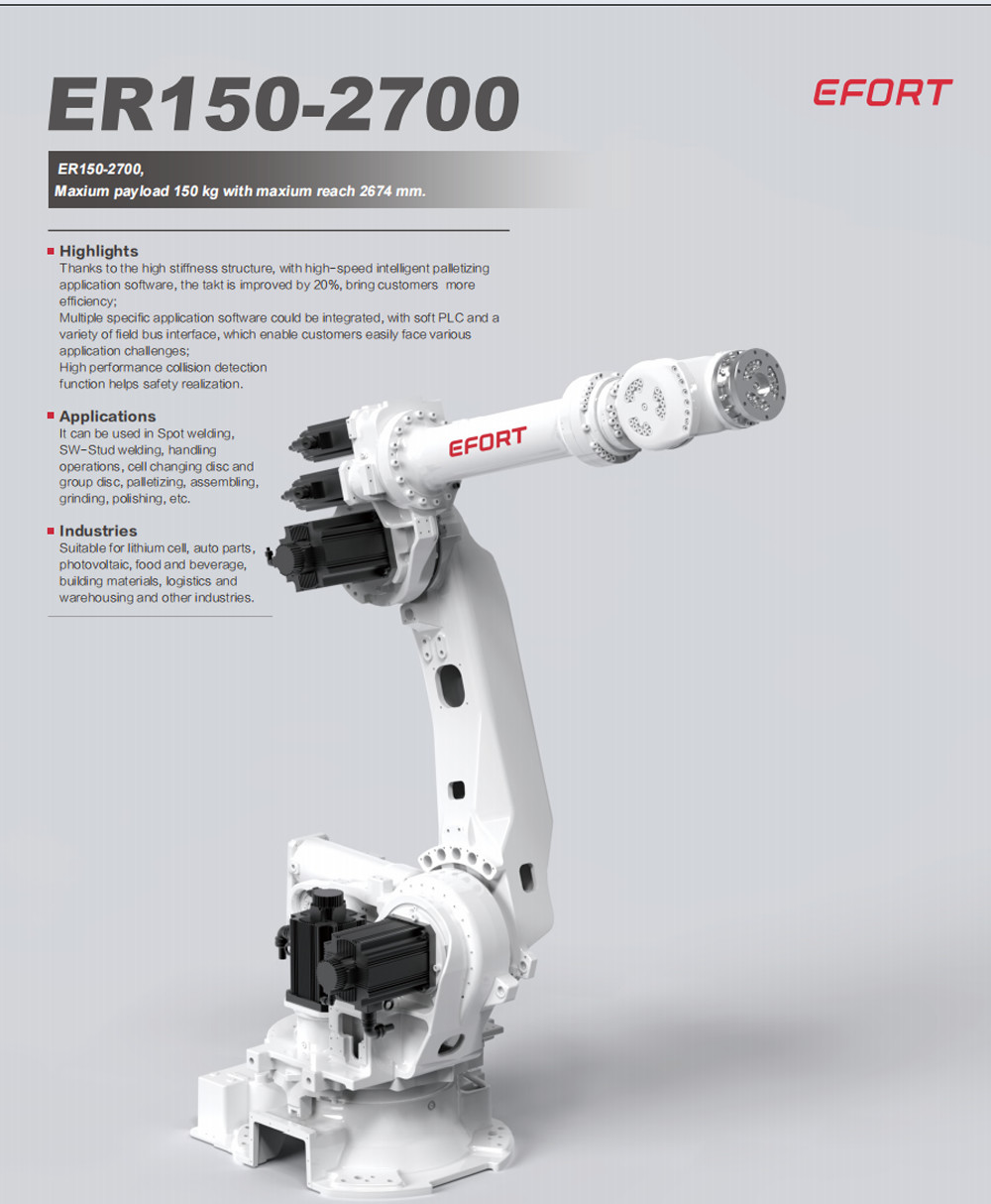 General Industrial Robot In Spot Welding SW-Stud Welding Handling Operationsfor Lithium Cell Auto Parts Model ER150-2700