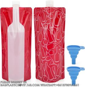 China Foldable Wine Bags Travel Wine Bags Wine Pouch With Collapsible Funnel Wine Bottle Bag Flask For Travel,Party on sale