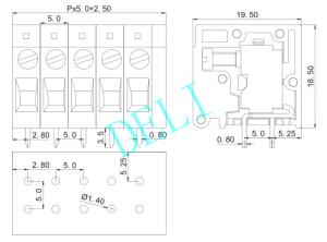 China PCB Mount Screw Terminal Block Connector 5.0mm 7.5 Pitch DL105R-XX-5.0/7.5 on sale