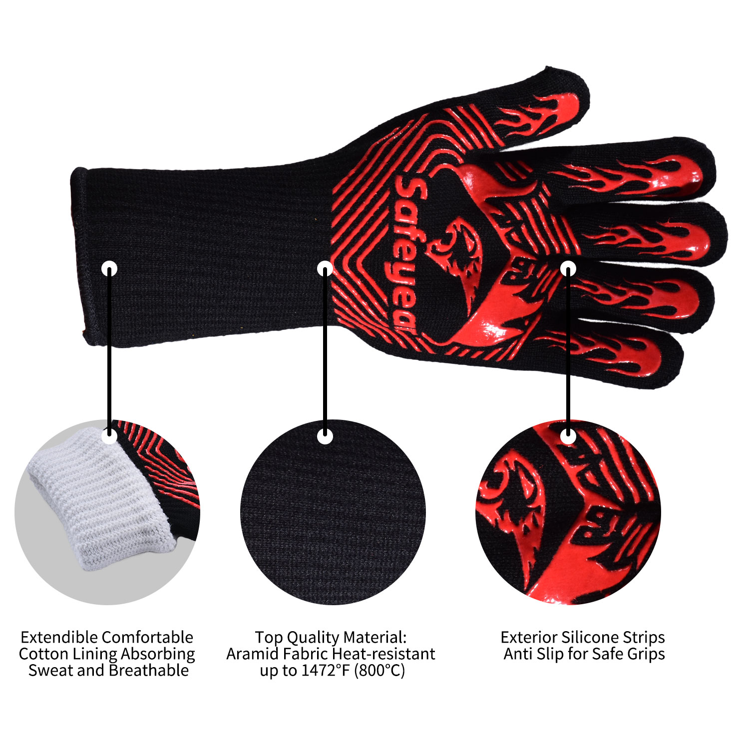 13.5in XL Safety Working Gloves BBQ Non Slip Work Gloves