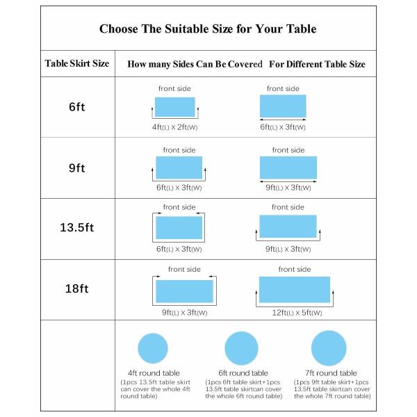 Multipurpose Elegant Wedding Table Skirts Smooth Fabric Easy Maintenance