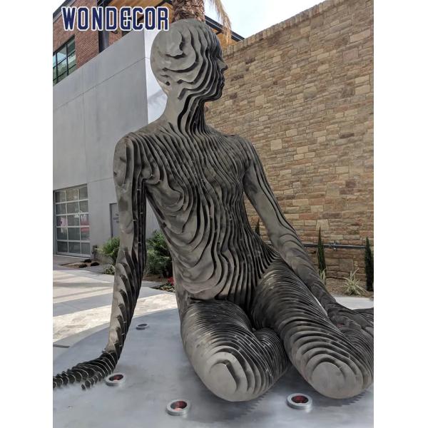 Outdoor Stainless Steel Garden Sculptures 165cm Sitting Women Shape