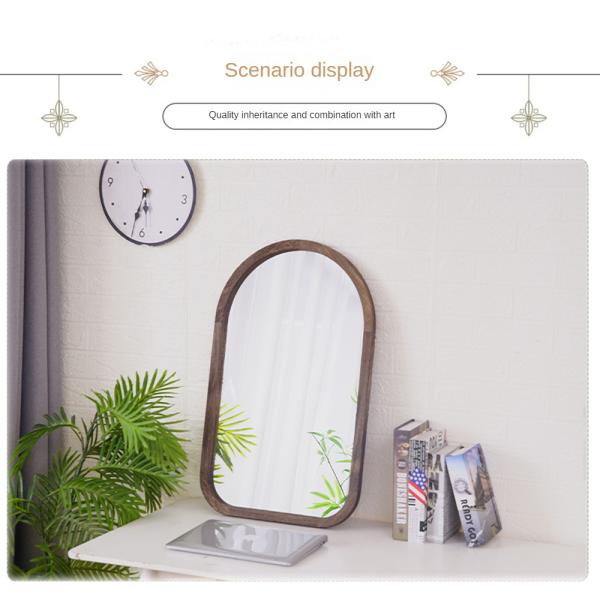Modern Arch Full Length Antique Sticker With Wood Frame Mirror for Bathroom Decor