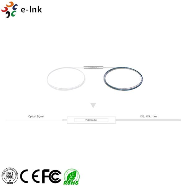 No Connector Fiber Optic Switch PLC Splitter Steel Tube 250um Singlemode G.657A1 Fiber Type