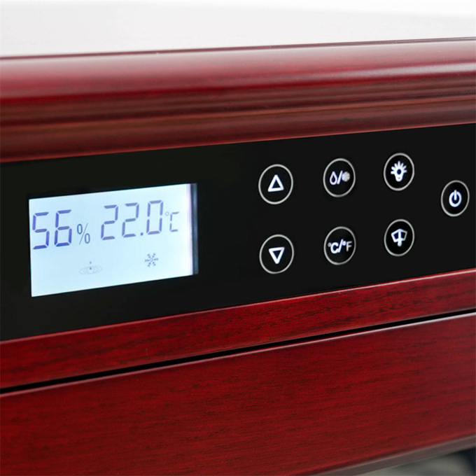 Precise Temperature-Controlled Red Wood Wine Cooler With Locker