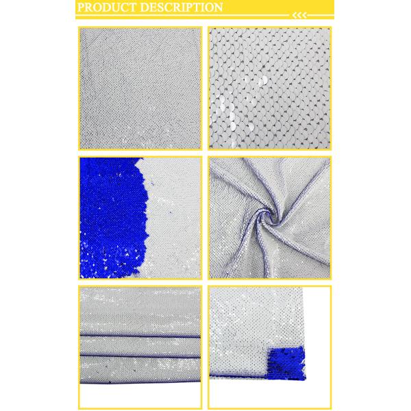 White Flip Blue Sublimation Sequin fabric