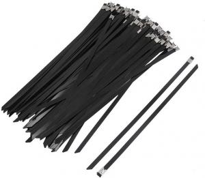 China SS304 Zip Cable Tie PVC Coated 9mmx300mm Ball Lock Uncoated Ties on sale