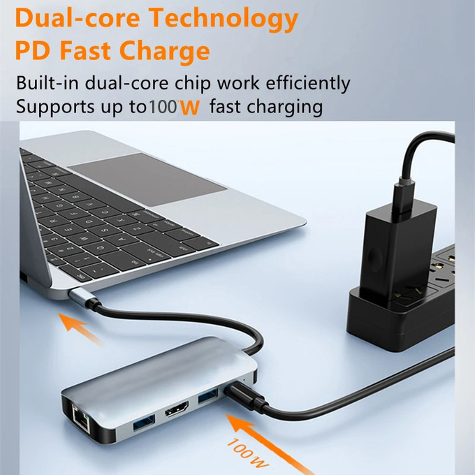 4K HDMI 9 In 1 USB- C Hub with USB 3.1 Multi Port Docking Station Adapter Mac Notebook