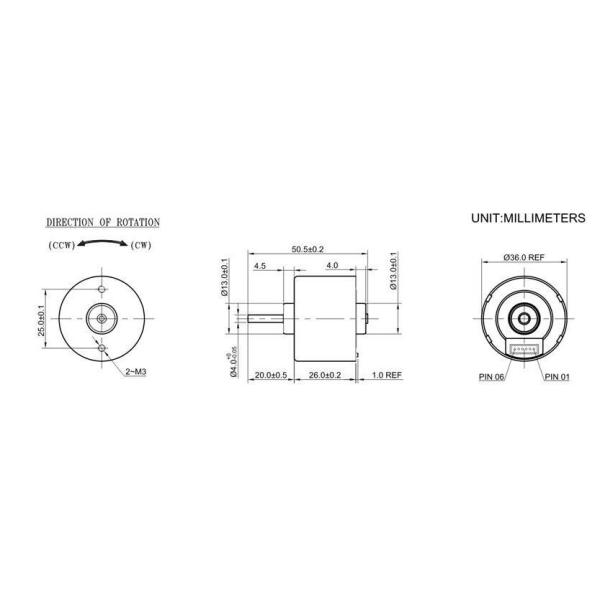 Small High Torque DC Motor 18 Volt 36mm Diameter With 35mm Body Length