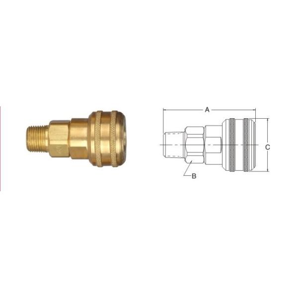 1/4" Brass Pneumatic Quick Connect Coupling I Series For Industrial Interchange