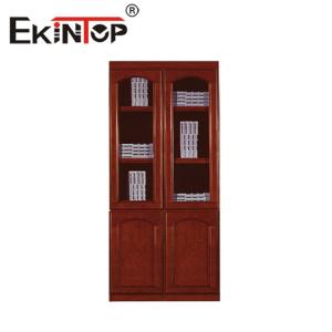 China Walnut Color Wooden Filing Cabinet Attached Wood Leather File Display Cabinet on sale
