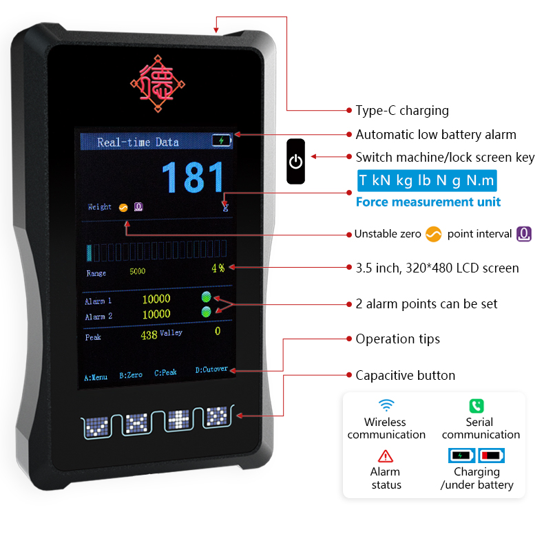 Wireless Load Cell Force Measuring Instruments Tension Digital Force Gauge Load Cell With Indicator