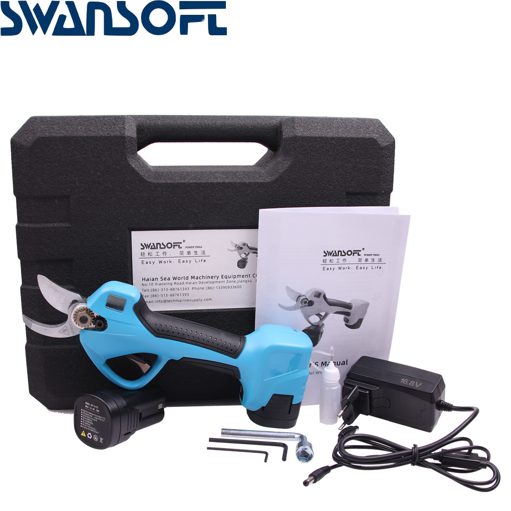 Wholesale Swansoft 16.8V cordless electric secateurs battery powered pruning shears 3.2cm electric pruning scissors from china suppliers
