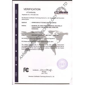 AXNEW DISPLAY TECHNOLOGY CO.,LTD Certifications