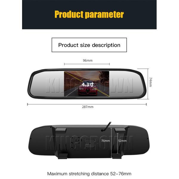 Automatic Rear View Mirror Monitors 4.3 Inch LCD Reversing Aid 2 AV Input