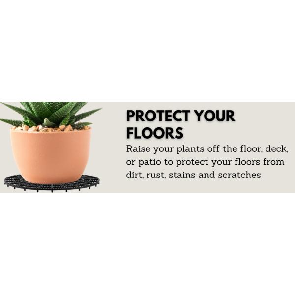 Plant Pot Stand Patio & Deck Floor Protector (Set of 2) 12 inches Damage on Deck PERFECT PLANT TRIVET - Pot