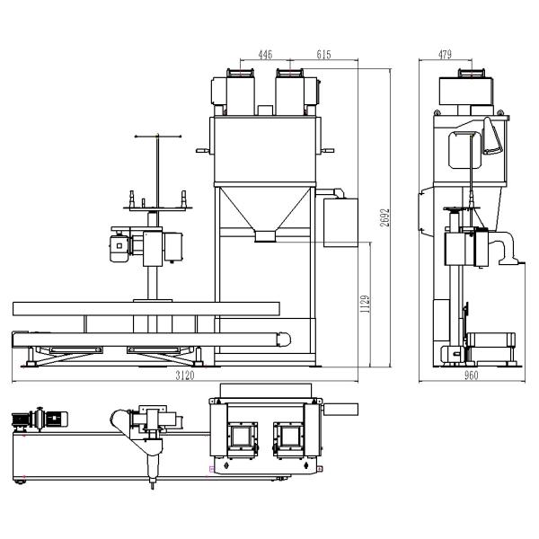 1.1KW Semi Automatic Rice Packing Machine 15kg AC380V Stand Up Pouch