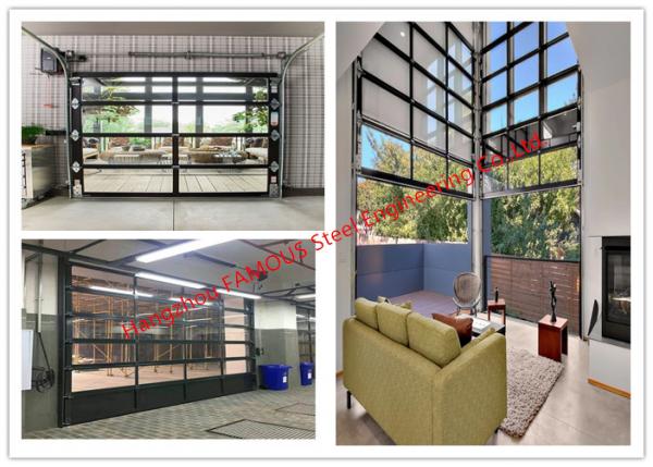 Quality Aluminum Frame Rolling Door Customized Transparent Door With Tempered Glass Panel for sale