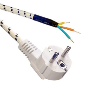 Wholesale Insulation of PVC/Rubber VDE Standard 16A/250V Power Cord Extension Cord for Household Appliances 3 Prong Cotton Braided AC Cord from china suppliers