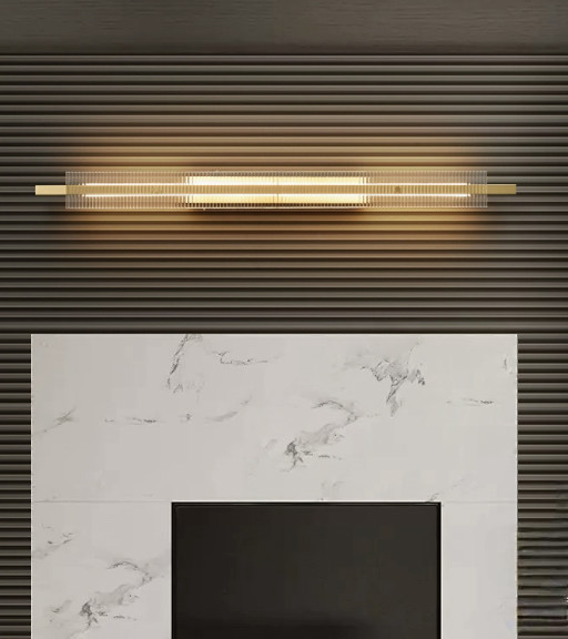 All-copper Italian wall lamp living room grille background wall lamp modern high-end light luxury minimalist long strip bedroom wall lamp