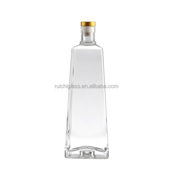 500ml Clear Flat Glass Wine Bottle Flask Glass Whisky Liquor Bottle with Logo Printing