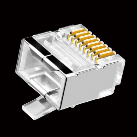 Quality Shielded Flat CAT5E Modular Plug ZC-MP5E88SFS-1 8P/8C Short Crystal Head for sale