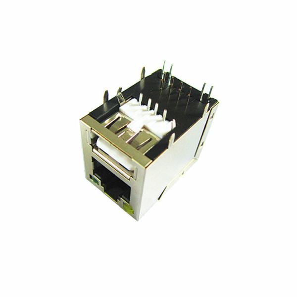 Quality Single Port USB 2.0 RJ45 Modular Jack Shielded With Leds TMRJUSB1EX111 for sale