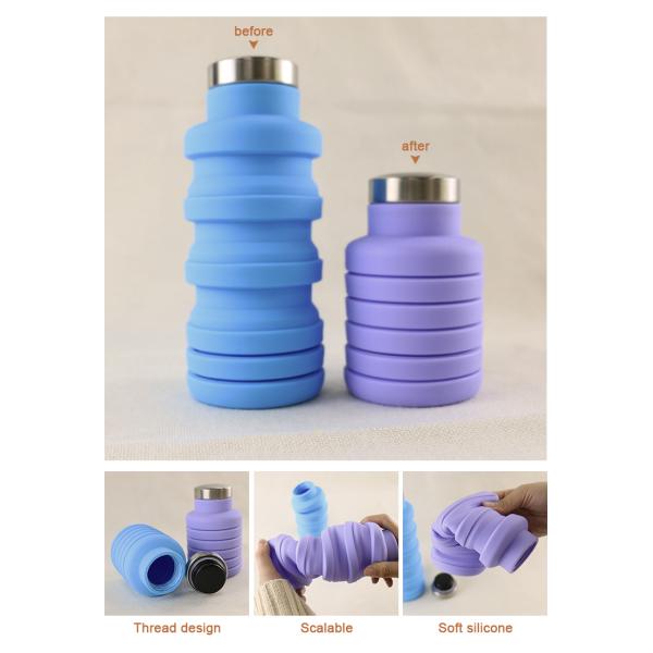500ml Eco Friendly Silicone Water Bottle For Sport Travel Drinking