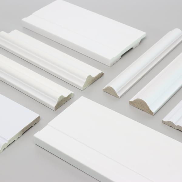 White Decorative Skirting Tile Baseboard Primed Moulding With Led Light