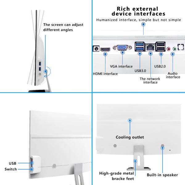 21.5 23.8 Inch Core I3 I5 I7 Business Desktop All In One Computer Pc for Windows 10 OS