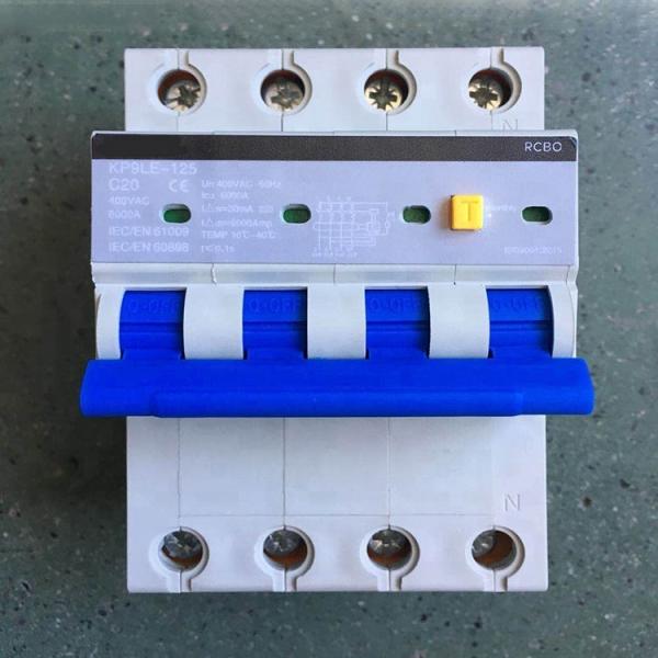 High quality 2P 4P 6kA C20A 30mA 1P+N 3P+N RCBO circuit breaker
