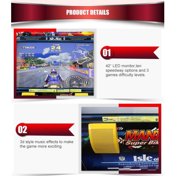 Stable Motorcycle Racing Arcade Machine , 230kg Racing Simulator Arcade Machine