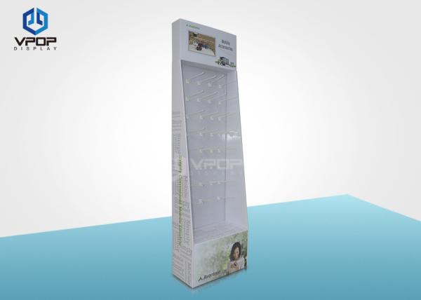 Corrugated sideick Hanging Display Floor Stand Display With Cardboard Hooks